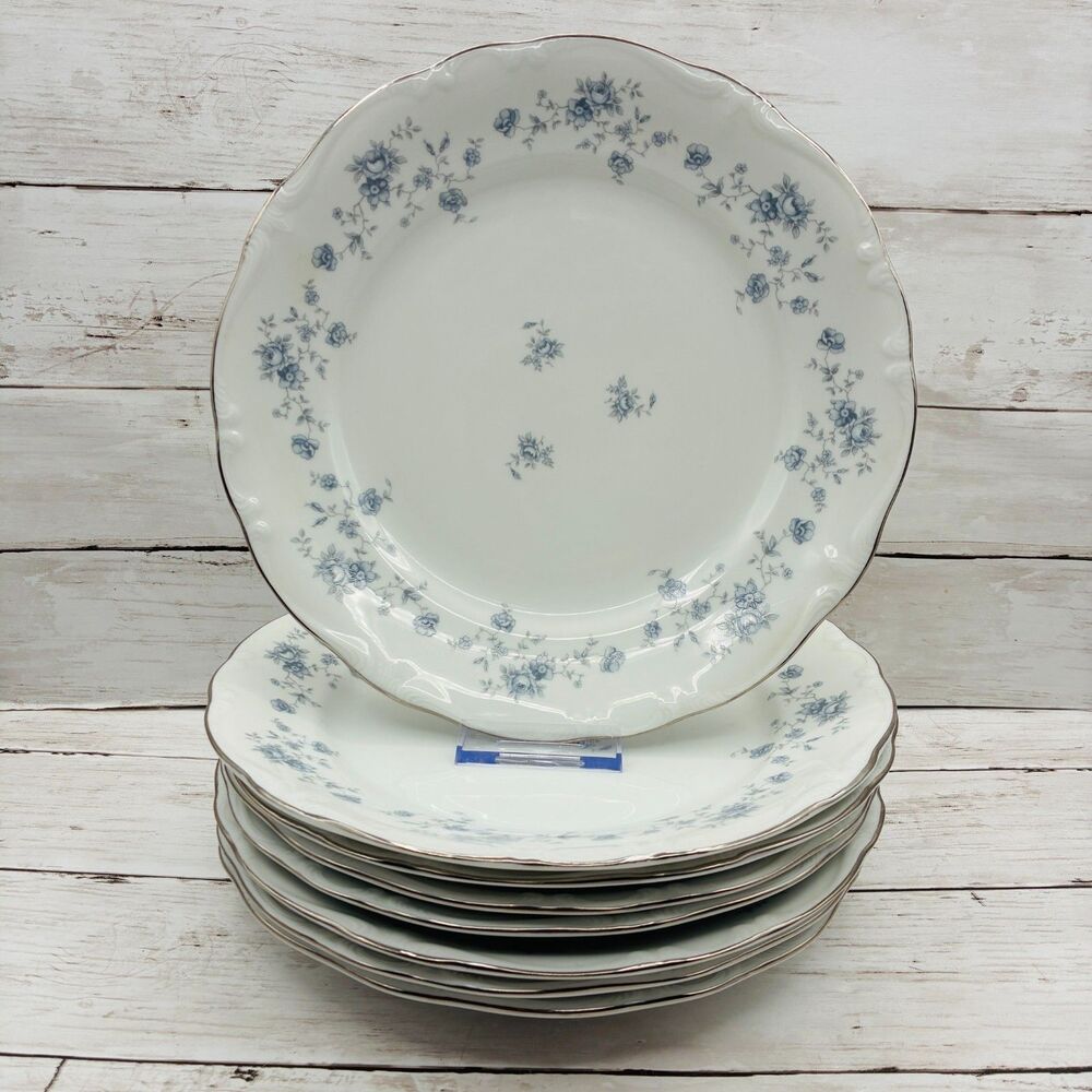 Johann Haviland Bavaria Germany - Blue Garland 10” Dinner Plates - Set Of 8